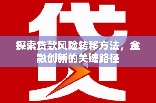 襄州探索贷款风险转移方法，金融创新的关键路径